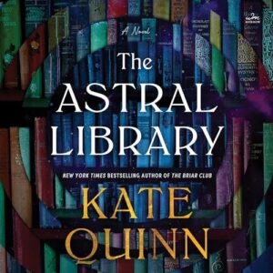 The cover has many books stacked tightly on shelves. There are rings going inward that feature different books overlapping other books on the shelves. In the center circle, all the books are blue.