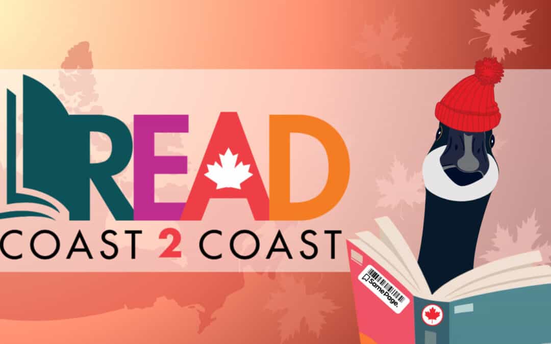 A cartoon of Gerard the Canada Goose, Read Coast to Coast's mascot. The text is Read Coast to Coast's logo.